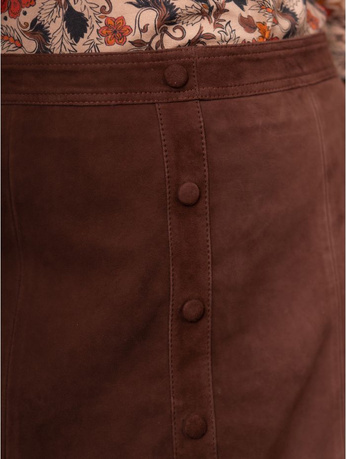 Suede A-Line Mini Skirt in Chocolate Brown
