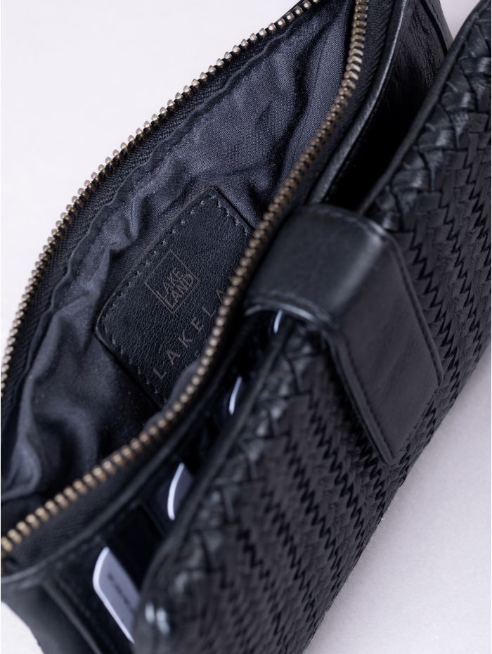 Wreay Large Leather Tab Purse in Black