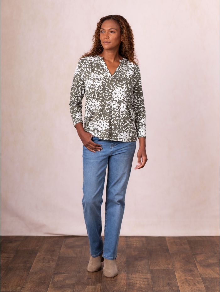 Sofie Jersey Top in Khaki