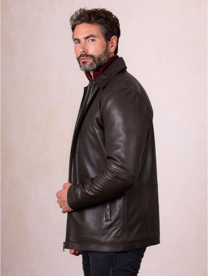 Ravenstonedale Collared Leather Jacket in Brown | Lakeland Leather