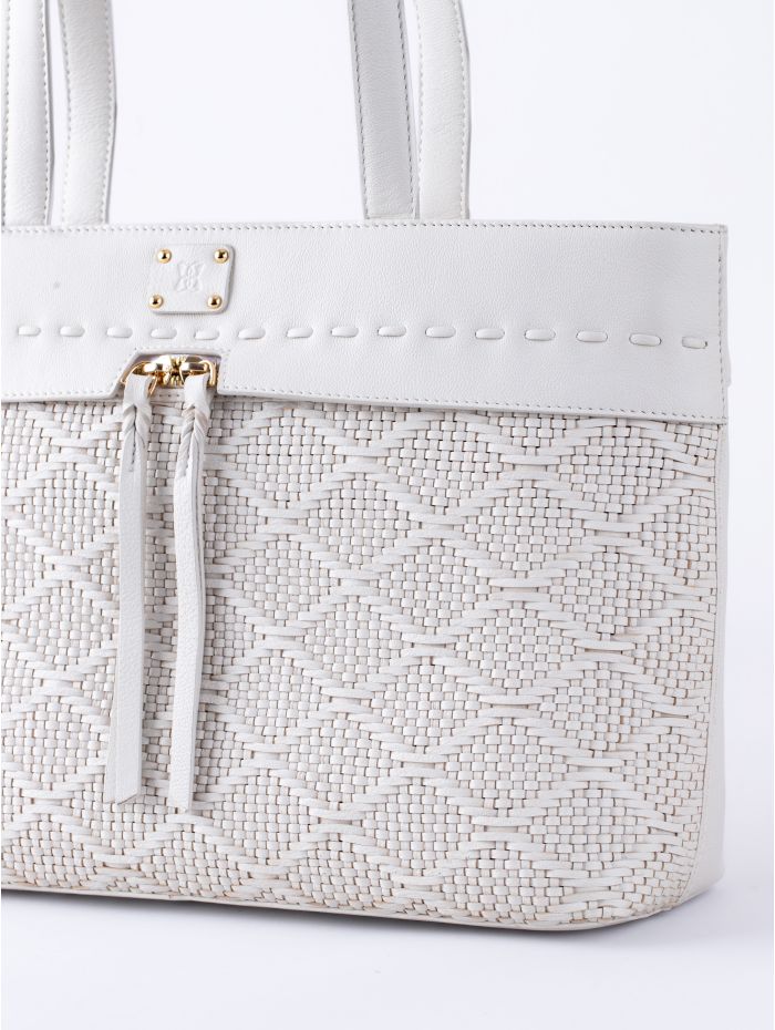 Wasdale Leather Tote Bag in Off White
