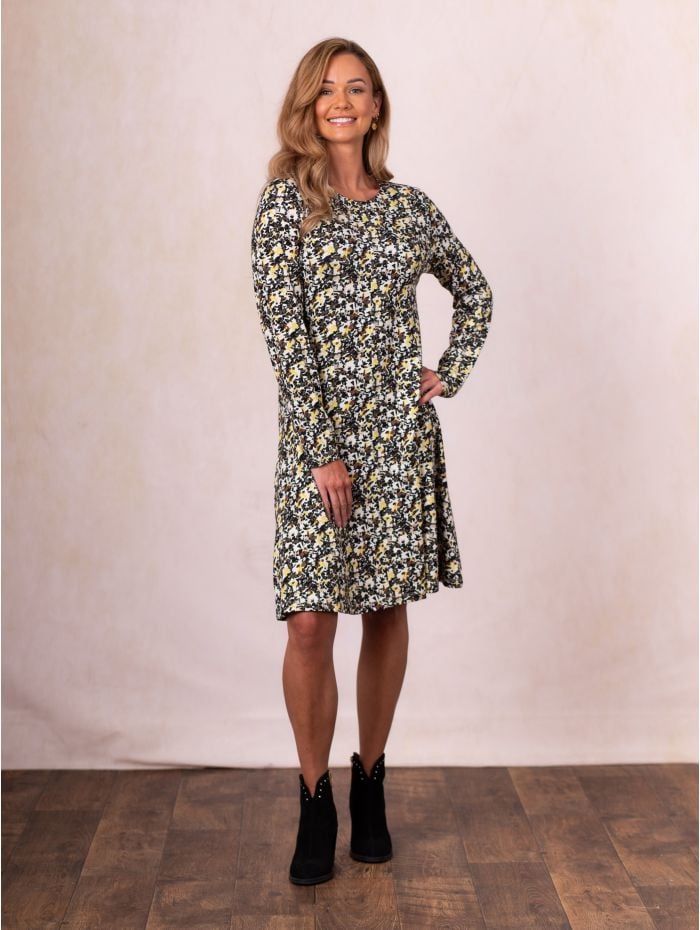 Mesa Knee Length Dress in Mustard