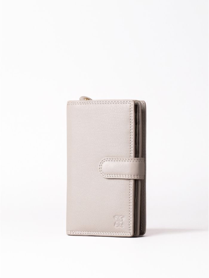 Medium Leather Tab Purse in Grey