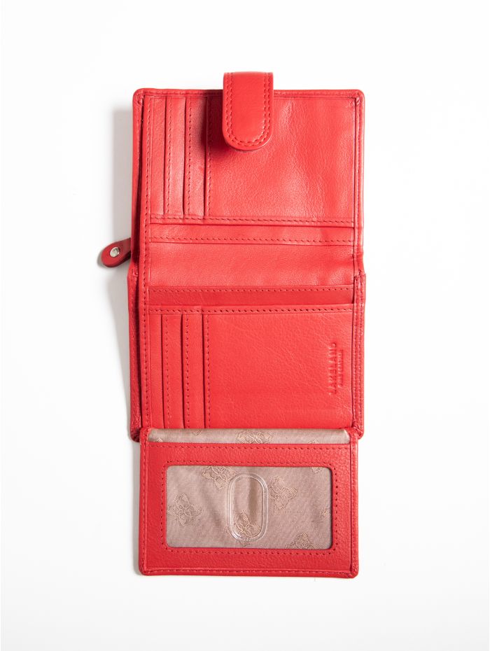 Small Leather Tab Purse in Red