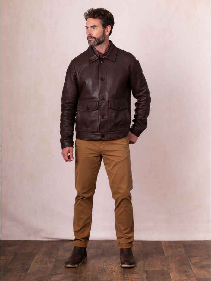Embleton Leather Jacket in Brown