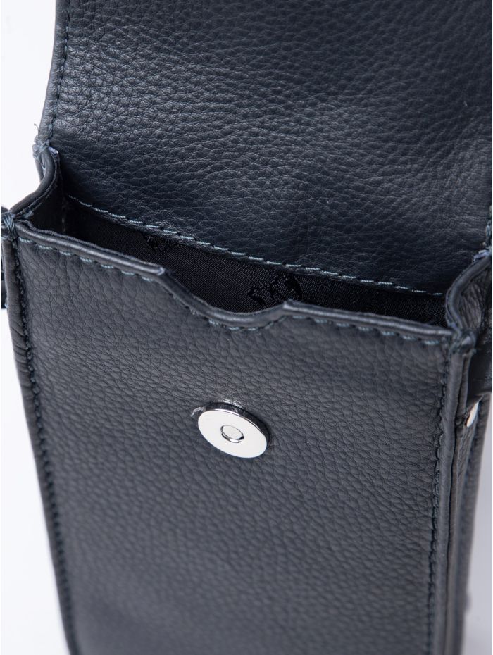 Bowness Leather Cross Body Phone Pouch in Navy
