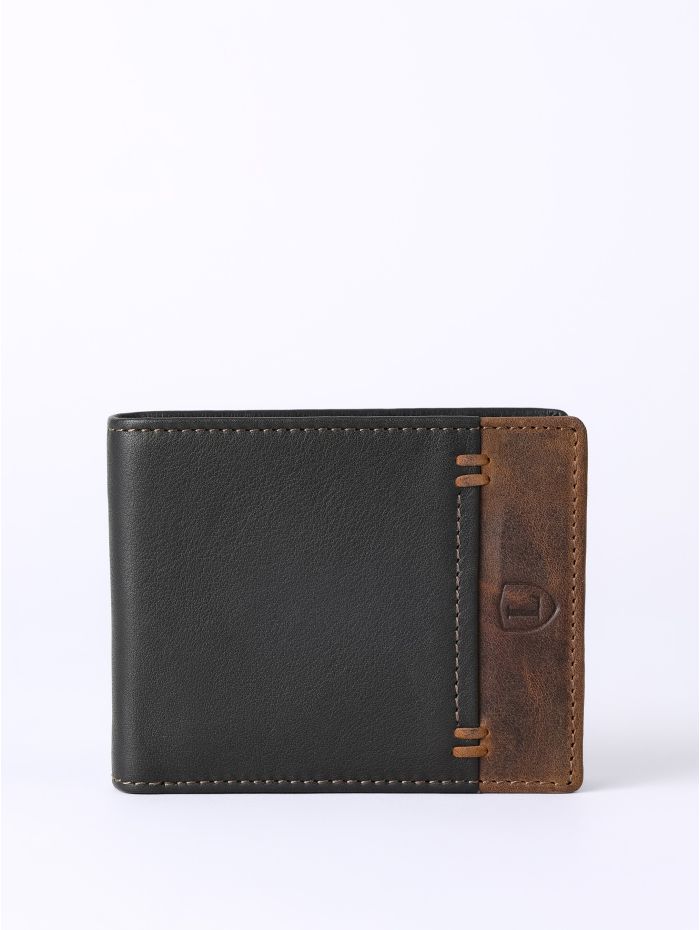 Stitch Leather Bi-Fold Wallet in Brown