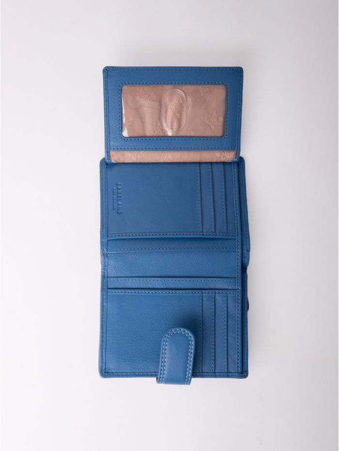 Small Leather Tab Purse in Blue
