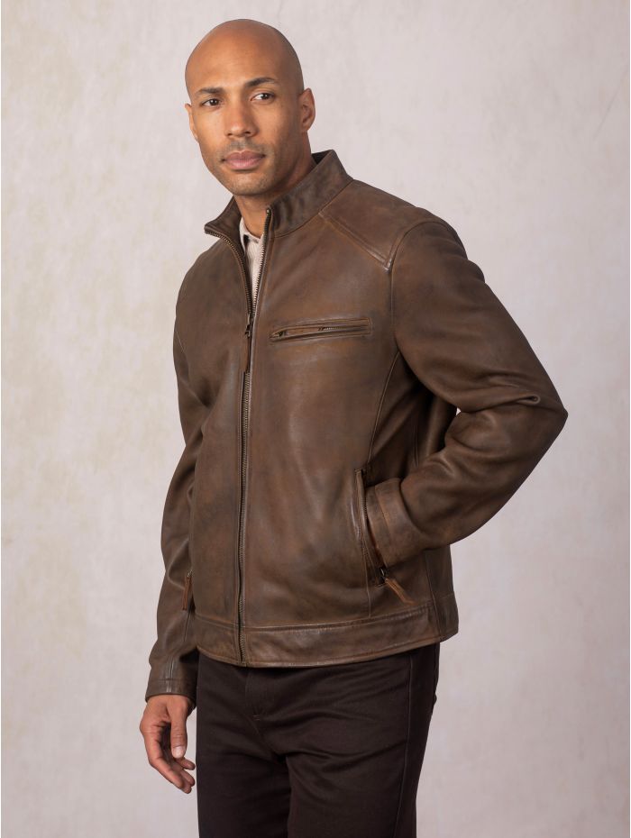 Crookshaw Leather Jacket in Brown