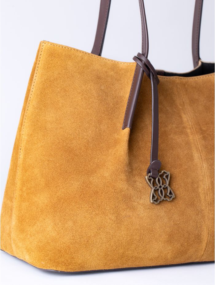 Mirehouse Suede Tote Bag in Cognac