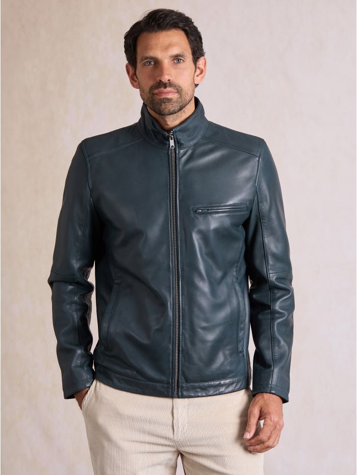 Penton Leather Jacket in Navy