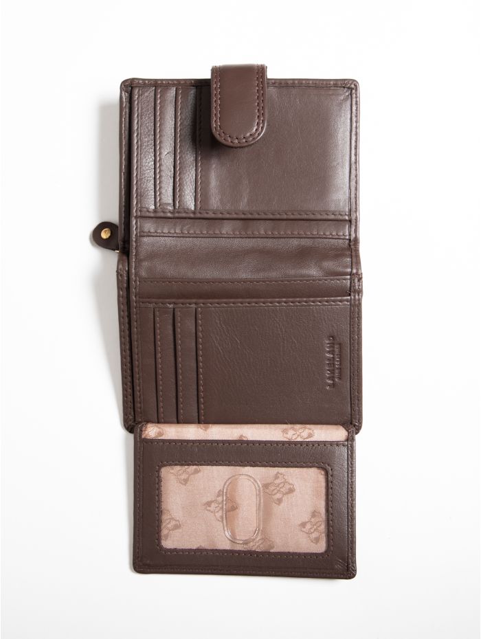 Small Leather Tab Purse in Brown