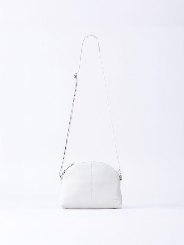Elterwater Curved Leather Cross Body Bag in White