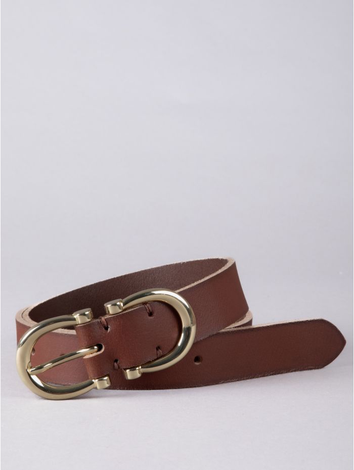 Bowness Leather Dual Buckle Belt in Tan