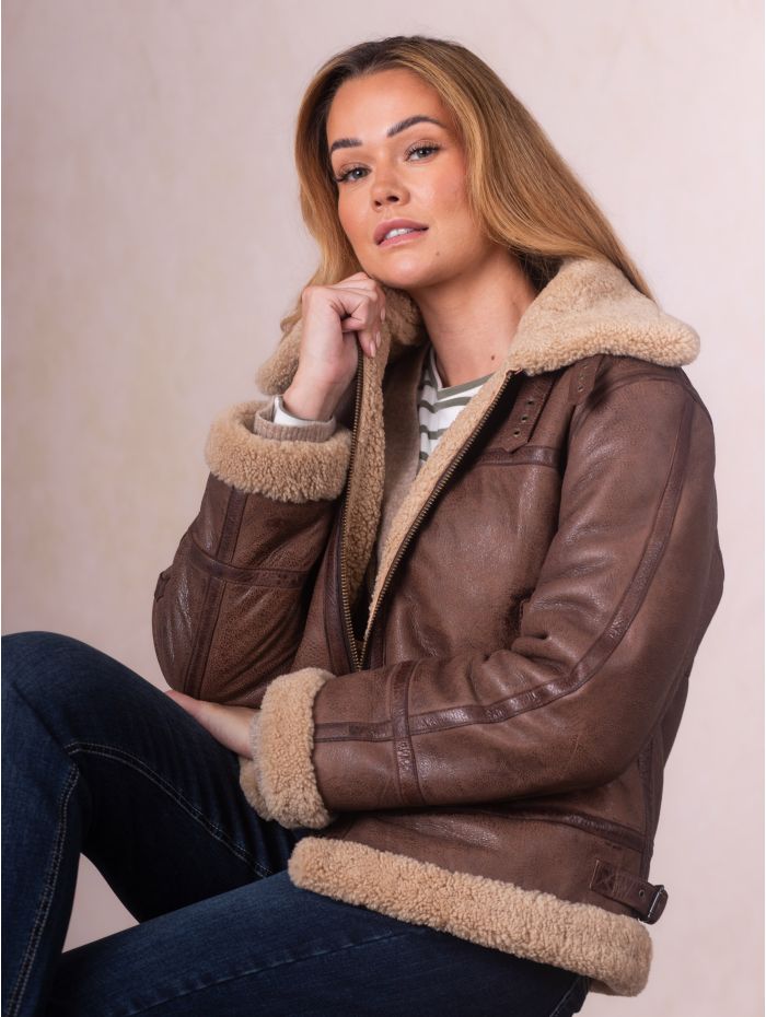 Cawford Aviator Jacket in Brown