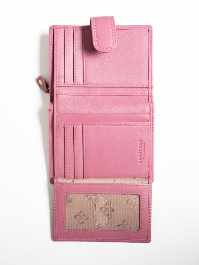 Small Leather Tab Purse in Mauve