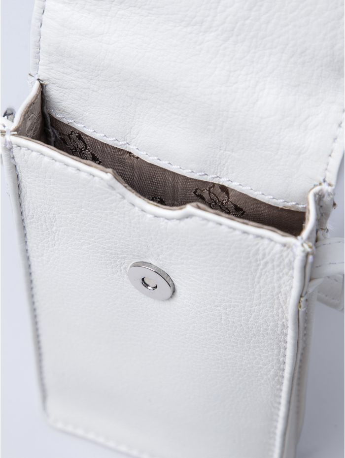 Bowness Leather Cross Body Phone Pouch in White