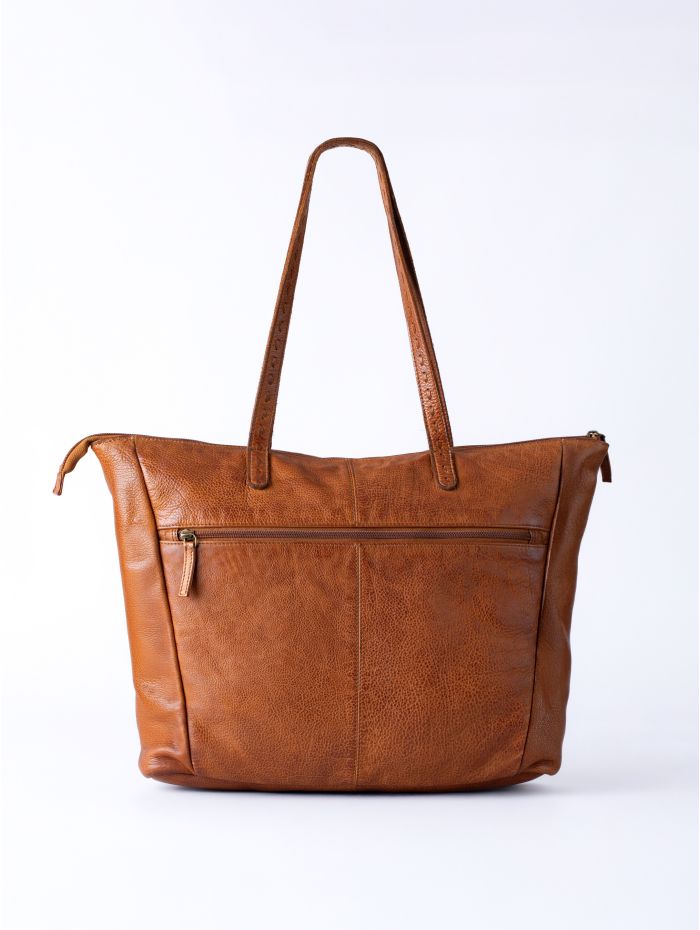 Storrs Woven Leather Tote Bag in Cognac