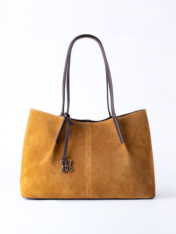 Mirehouse Suede Tote Bag in Cognac