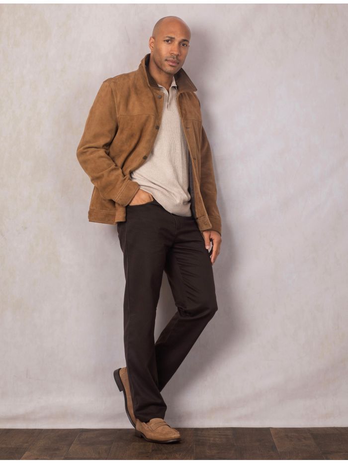 Crummock Collared Suede Jacket in Camel | Lakeland Leather