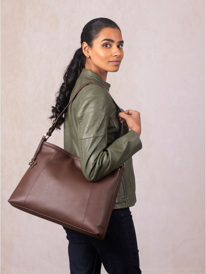 Howgill Leather Hobo Bag in Chocolate Brown