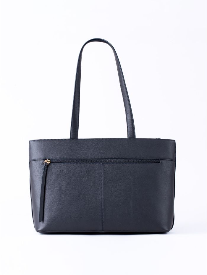 Wasdale Leather Tote Bag in Dark Navy