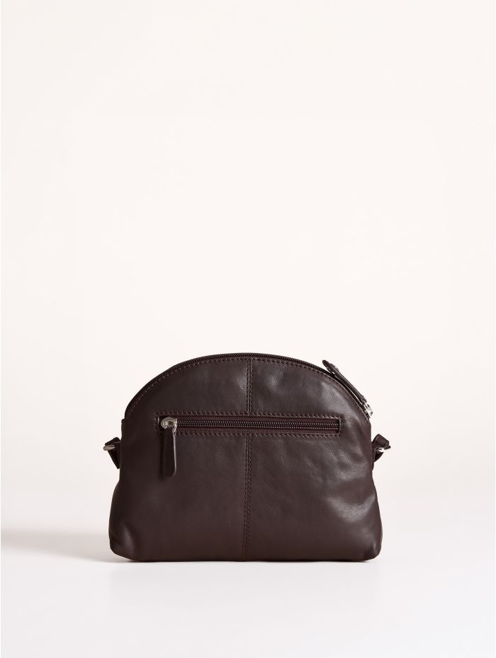 Elterwater Curved Leather Cross Body Bag in Brown
