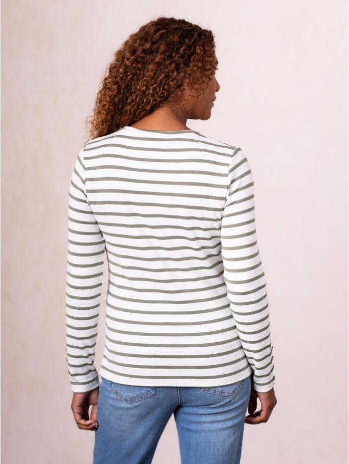 Everly Striped Top in Khaki