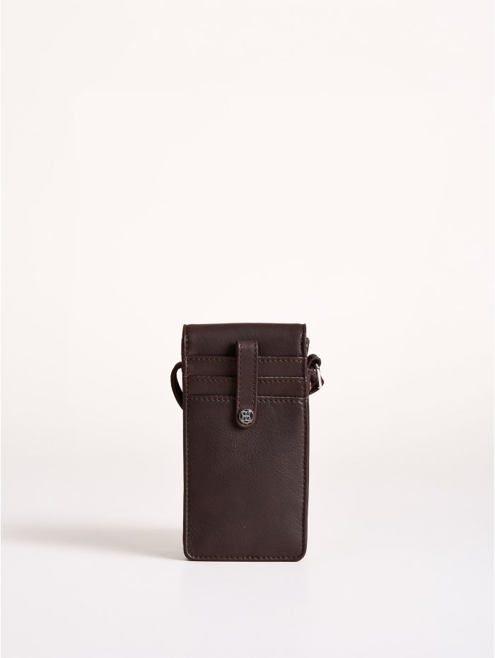 Bowness Leather Cross Body Phone Pouch in Brown