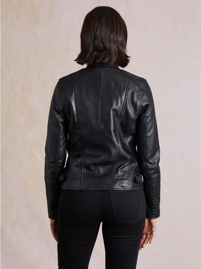 Tarn Leather Biker Jacket in Black