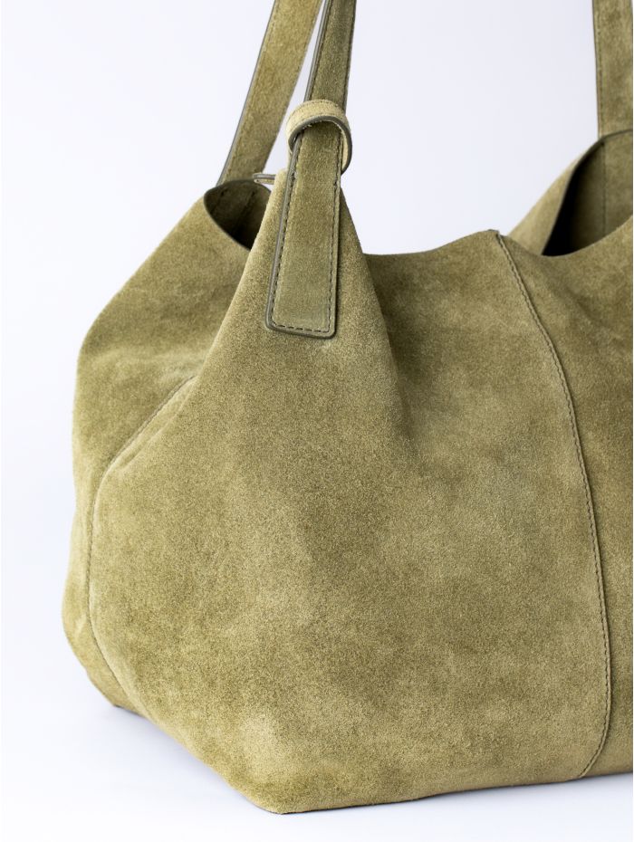 Santon Suede Tote Bag in Green