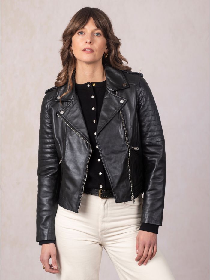 Esthwaite II Leather Biker Jacket in Black