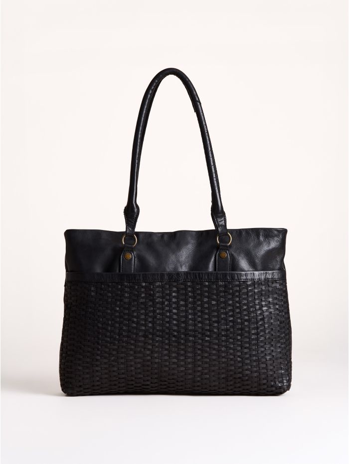 Piel Leather Tote Bag in Black