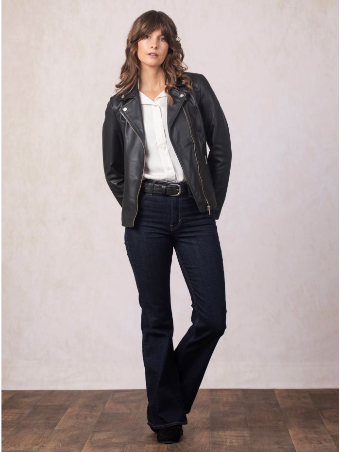 Knotts Leather Biker Jacket in Black