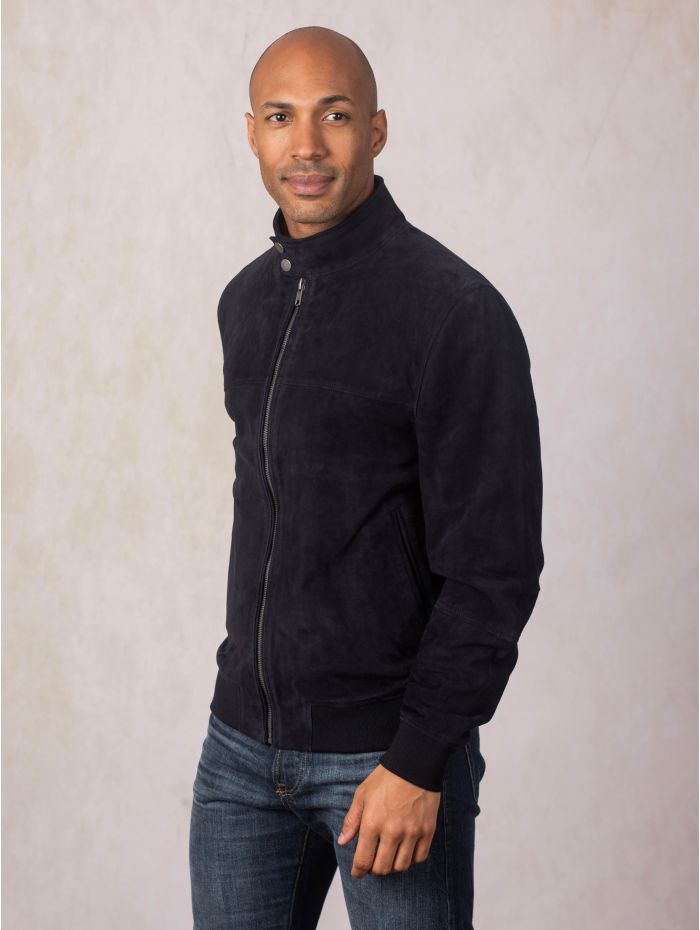 Hayton Suede Jacket in Navy