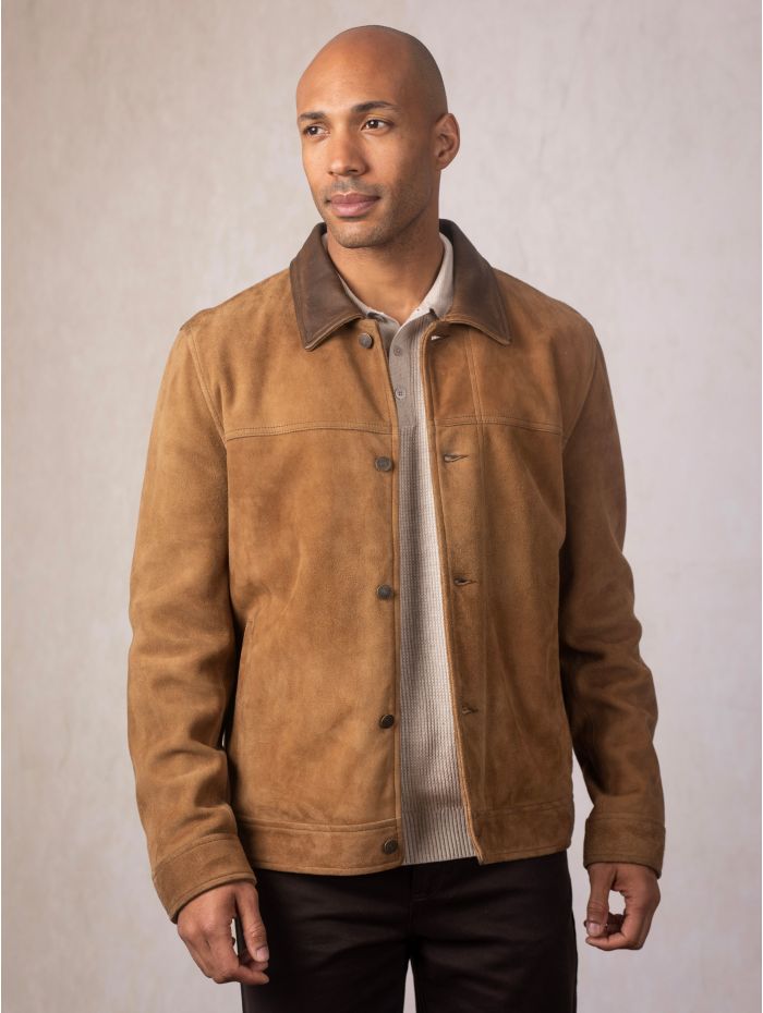 Crummock Collared Suede Jacket in Camel