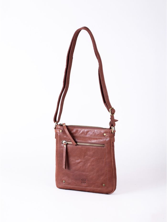 Harstone Large Leather Cross Body Bag in Tan