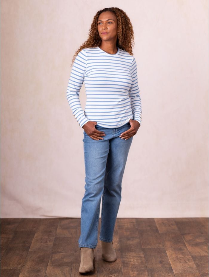 Everly Striped Top in Blue