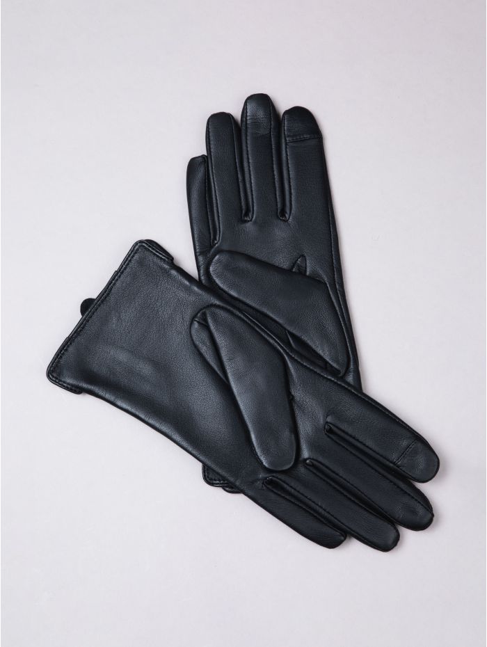 Twin Buckle II Leather Gloves in Black
