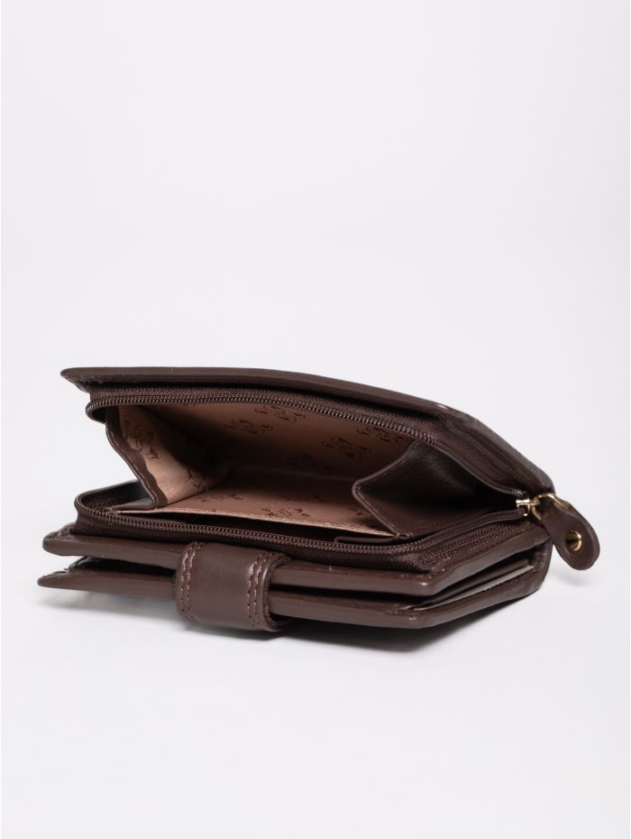 Small Leather Tab Purse in Brown