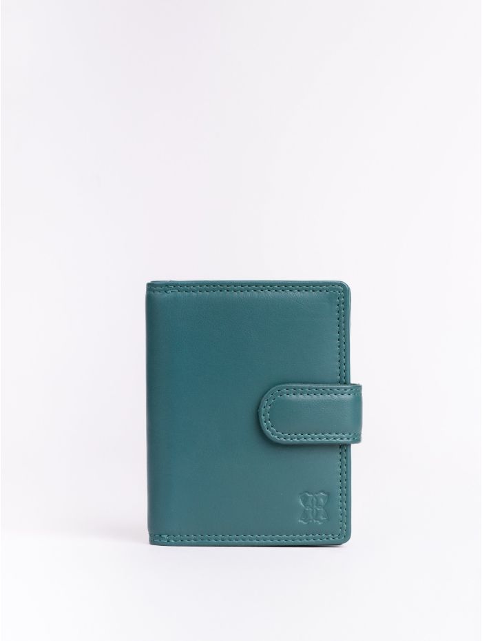 Small Leather Tab Purse in Teal