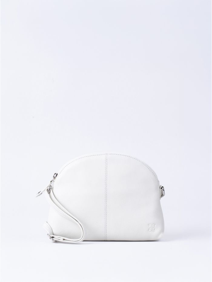 Elterwater Curved Leather Cross Body Bag in White