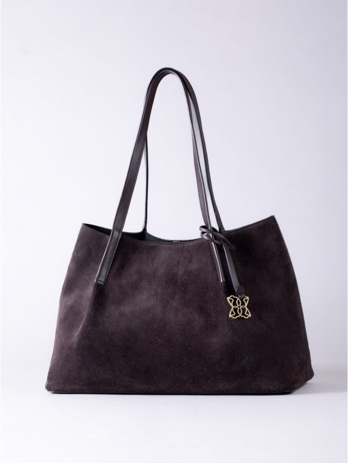 Mirehouse Suede Tote Bag in Chocolate Brown