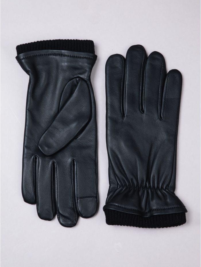 David Leather Gloves in Black