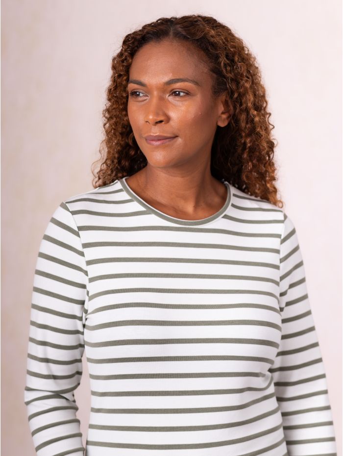 Everly Striped Top in Khaki