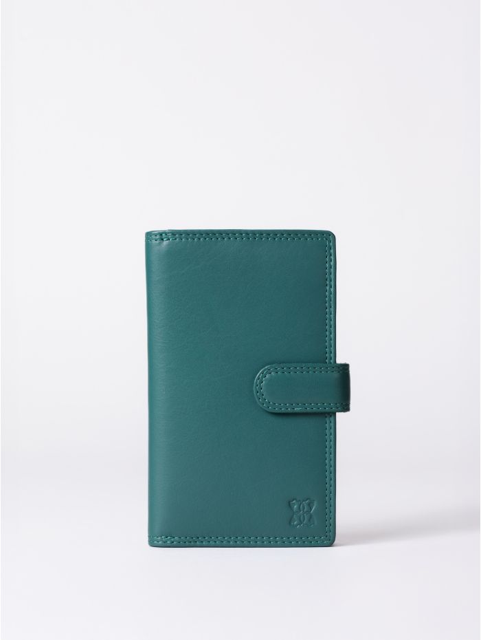 Medium Leather Tab Purse in Teal Green