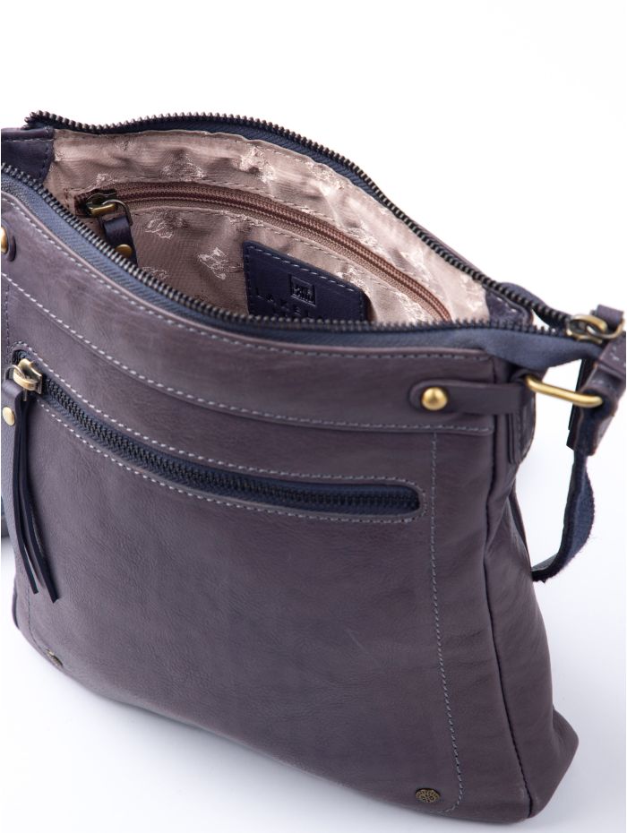 Harstone Large Leather Cross Body Bag in Blue