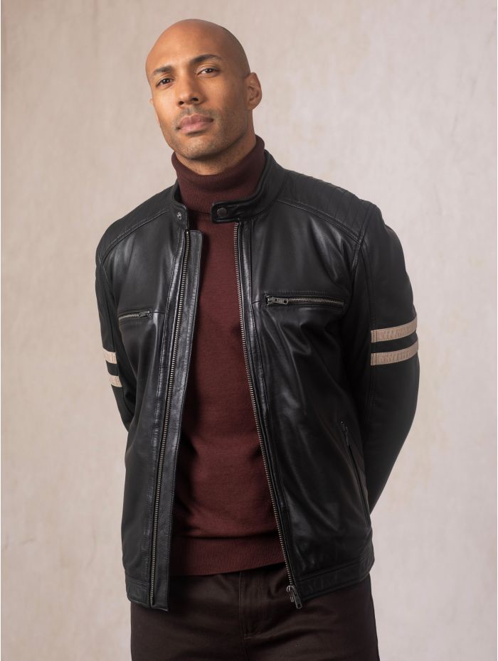 Charlie II Leather Racer Jacket in Black | Lakeland Leather