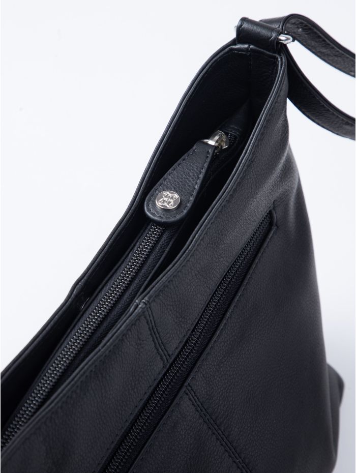 Grasmere Leather Cross Body Bag in Black