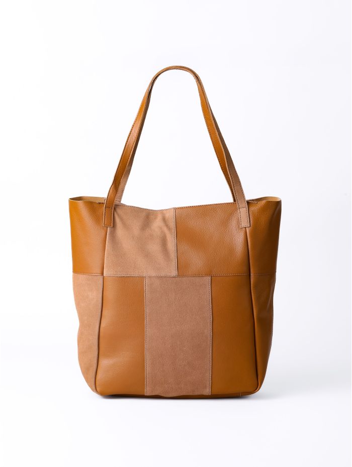 Tarn Hows Leather and Suede Tote Bag in Tan